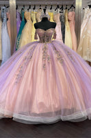 Load image into Gallery viewer, Off The Shoulder Sparkly Lilac Sequined Quinceanera Dress with Appliques