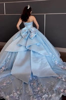 Load image into Gallery viewer, Sparkly Sky Blue Corset Long Quinceanera Dress with Sequins