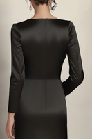 Load image into Gallery viewer, Black Mermaid Long Sleeves Satin Ruched Long Mother of the Bride Dress