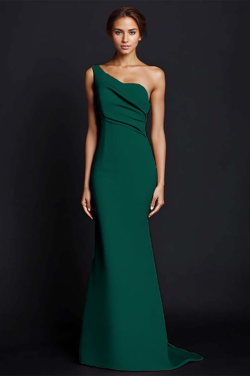 Load image into Gallery viewer, Khaki Mermaid One Shoulder Long Formal Dress