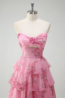 Load image into Gallery viewer, Blush Floral Printed Princess Tiered Long Prom Dress