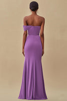 Load image into Gallery viewer, Off Shoulder Purple Mermaid Long Formal Dress with Slit