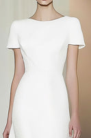 Load image into Gallery viewer, Fitted White Short Sleeves Straight Pencil Midi Formal Dress