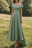 Load image into Gallery viewer, Sage Off The Shoulder Slim Formal Dress with Wide Hem