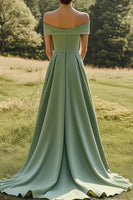 Load image into Gallery viewer, Sage Off The Shoulder Slim Formal Dress with Wide Hem