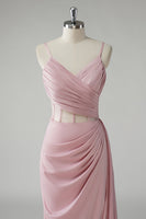 Load image into Gallery viewer, Blush Corset Pleated Sheath Spaghetti Straps Long Prom Dress