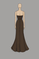 Load image into Gallery viewer, Coffee Jersey Sheath Strapless Ruched Gala Dress