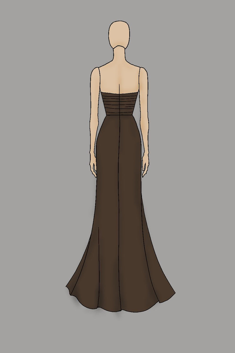 Load image into Gallery viewer, Coffee Jersey Sheath Strapless Ruched Gala Dress