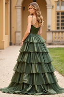 Load image into Gallery viewer, Olive A Line Tiered Long Prom Dress With Slit