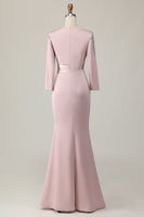 Load image into Gallery viewer, Blush Lace Sheath Sequin Long Sleeves Mother Of The Bride Dress