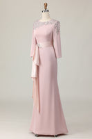 Load image into Gallery viewer, Blush Lace Sheath Sequin Long Sleeves Mother Of The Bride Dress