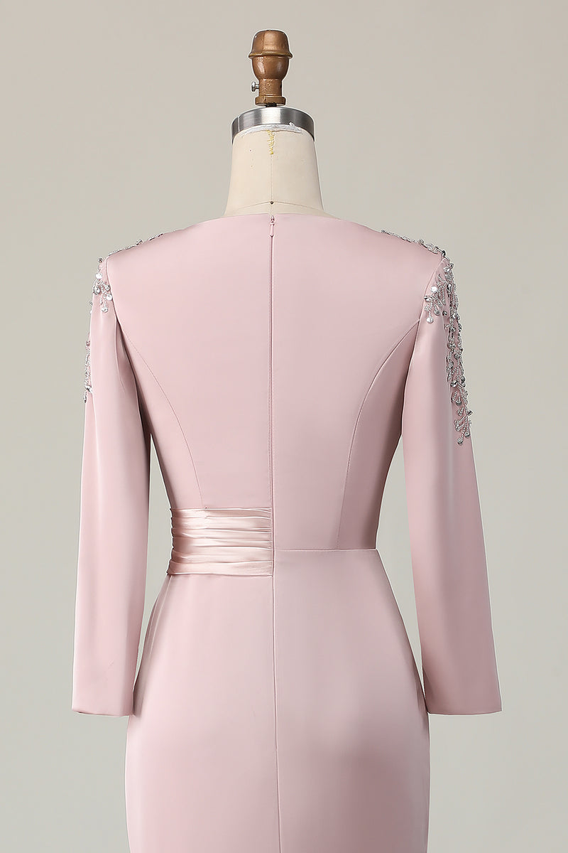 Load image into Gallery viewer, Blush Lace Sheath Sequin Long Sleeves Mother Of The Bride Dress