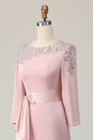 Load image into Gallery viewer, Blush Lace Sheath Sequin Long Sleeves Mother Of The Bride Dress