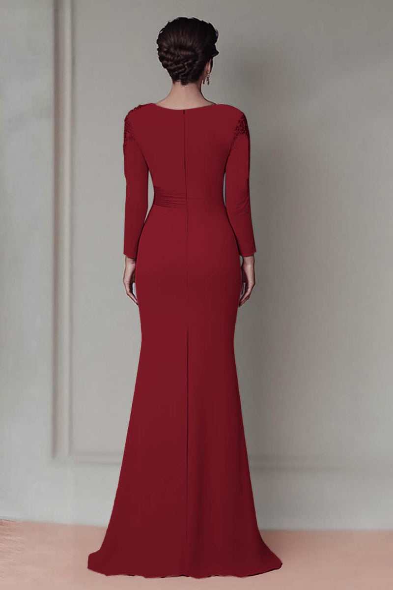 Load image into Gallery viewer, Blush Lace Sheath Mother Of The Bride Dress with Long Sleeves