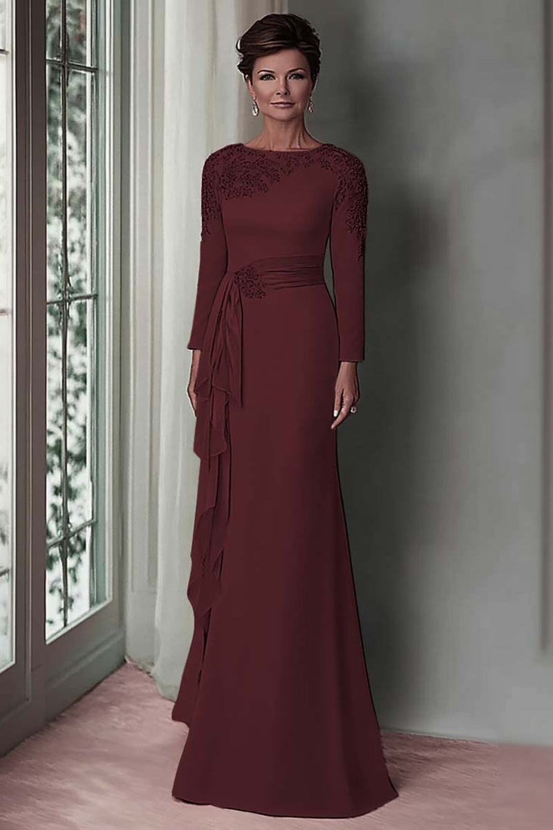 Load image into Gallery viewer, Blush Lace Sheath Mother Of The Bride Dress with Long Sleeves