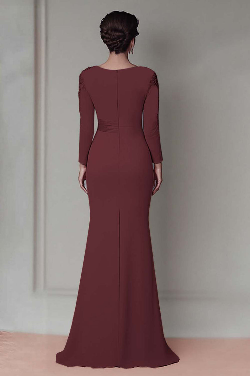 Load image into Gallery viewer, Blush Lace Sheath Mother Of The Bride Dress with Long Sleeves