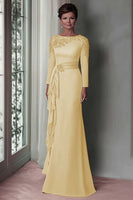 Load image into Gallery viewer, Blush Lace Sheath Mother Of The Bride Dress with Long Sleeves