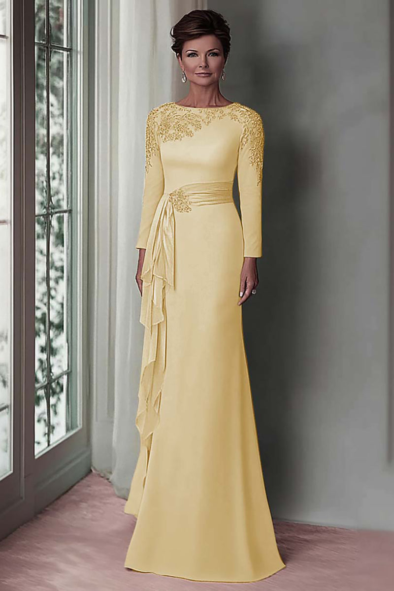 Load image into Gallery viewer, Blush Lace Sheath Mother Of The Bride Dress with Long Sleeves