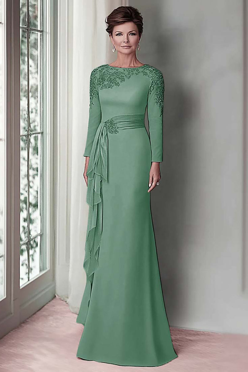 Load image into Gallery viewer, Blush Lace Sheath Mother Of The Bride Dress with Long Sleeves
