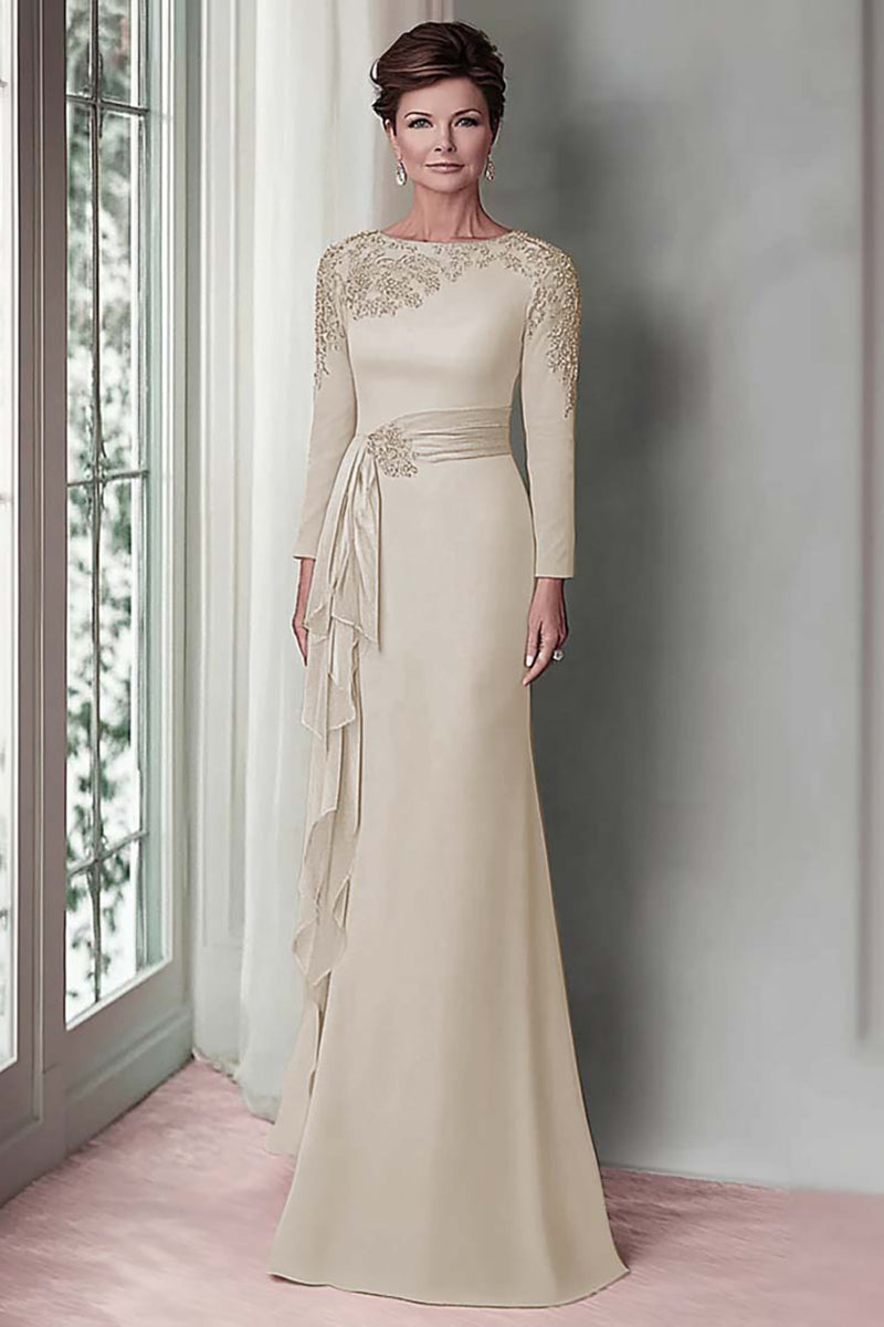 Load image into Gallery viewer, Blush Lace Sheath Mother Of The Bride Dress with Long Sleeves