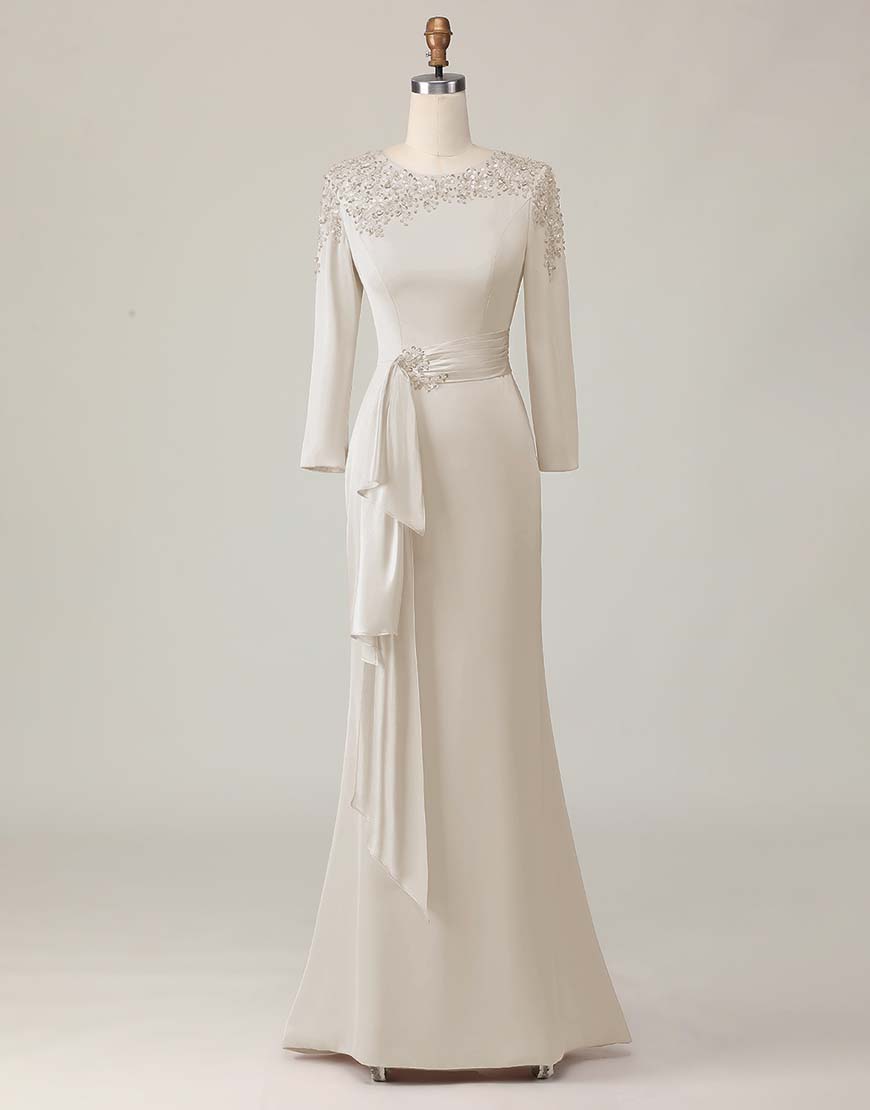 Load image into Gallery viewer, Blush Lace Sheath Sequin Long Sleeves Mother Of The Bride Dress