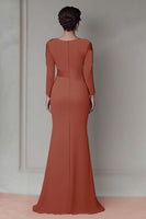 Load image into Gallery viewer, Blush Lace Sheath Mother Of The Bride Dress with Long Sleeves