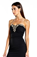Load image into Gallery viewer, Bodycon Strapless Knee Length Black Tie Dress