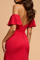Load image into Gallery viewer, Elegant A Line Off The Shoulder Red Formal Dress With Ruffles
