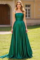 Load image into Gallery viewer, A Line Dark Green Spaghetti Straps Long Prom Dress