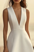 Load image into Gallery viewer, A Line White V Neck Short Graduation Dress