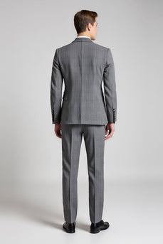 Classic Checked Grey Slim Fit 3 Piece Men's Suit