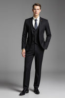Load image into Gallery viewer, Black Slim Fit 3 Piece Men's Suit