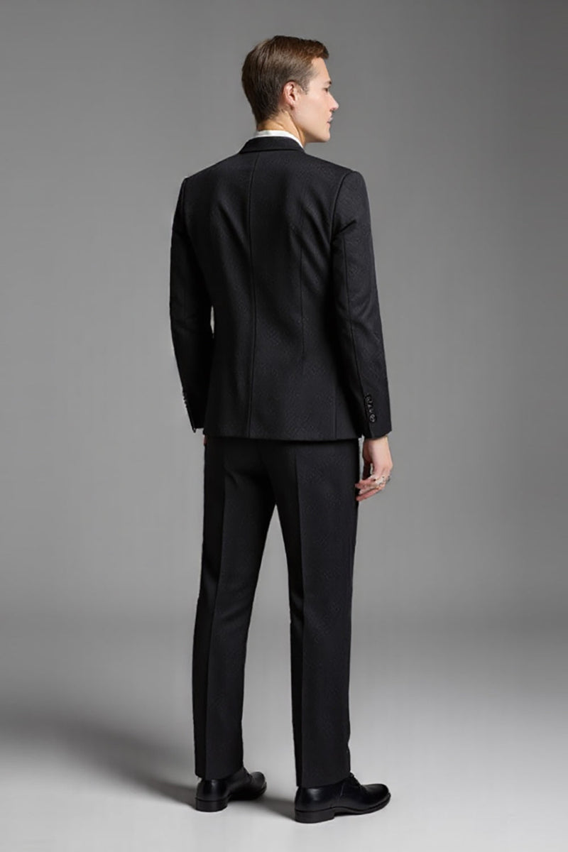 Load image into Gallery viewer, Black Slim Fit 3 Piece Men's Suit