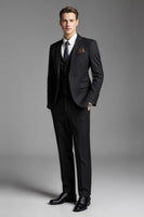 Load image into Gallery viewer, Black Slim Fit 3 Piece Men's Suit