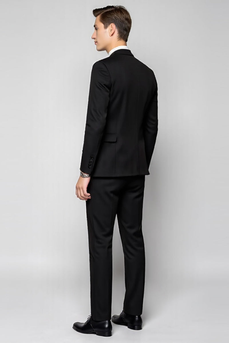Load image into Gallery viewer, Classic Black Slim Fit 3 Piece Men's Suit