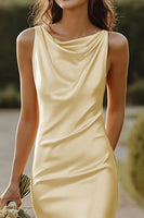 Load image into Gallery viewer, Daffodil Cowl Neck Satin Mermaid Long Bridesmaid Dress