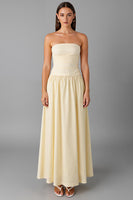 Load image into Gallery viewer, Simple Chiffon Daffodil Strapless A Line Evening Dress