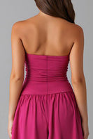 Load image into Gallery viewer, Simple Fuchsia Chiffon Strapless A Line Evening Dress