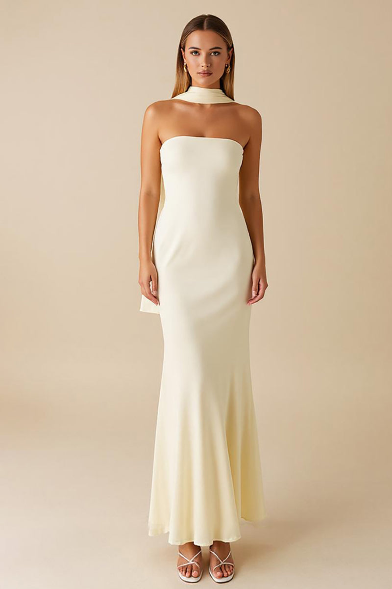Load image into Gallery viewer, Daffodil Sheath Simple Strapless Formal Dress