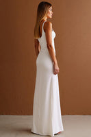 Load image into Gallery viewer, Simple Spaghetti Straps Sheath Satin Ivory Formal Dress