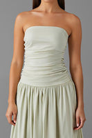 Load image into Gallery viewer, Light Grey Chiffon A Line Strapless Ruched Evening Dress