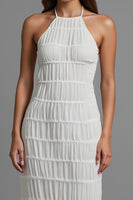 Load image into Gallery viewer, Halter Chiffon Sheath Ivory Long Evening Dress