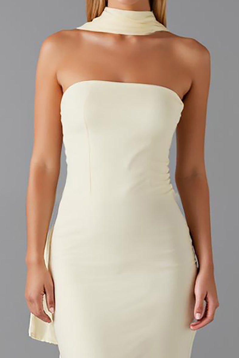 Load image into Gallery viewer, Daffodil Mermaid Chiffon Strapless Evening Dress