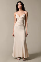 Load image into Gallery viewer, Apricot Simple Chiffon Sheath Spaghetti Straps Evening Dress