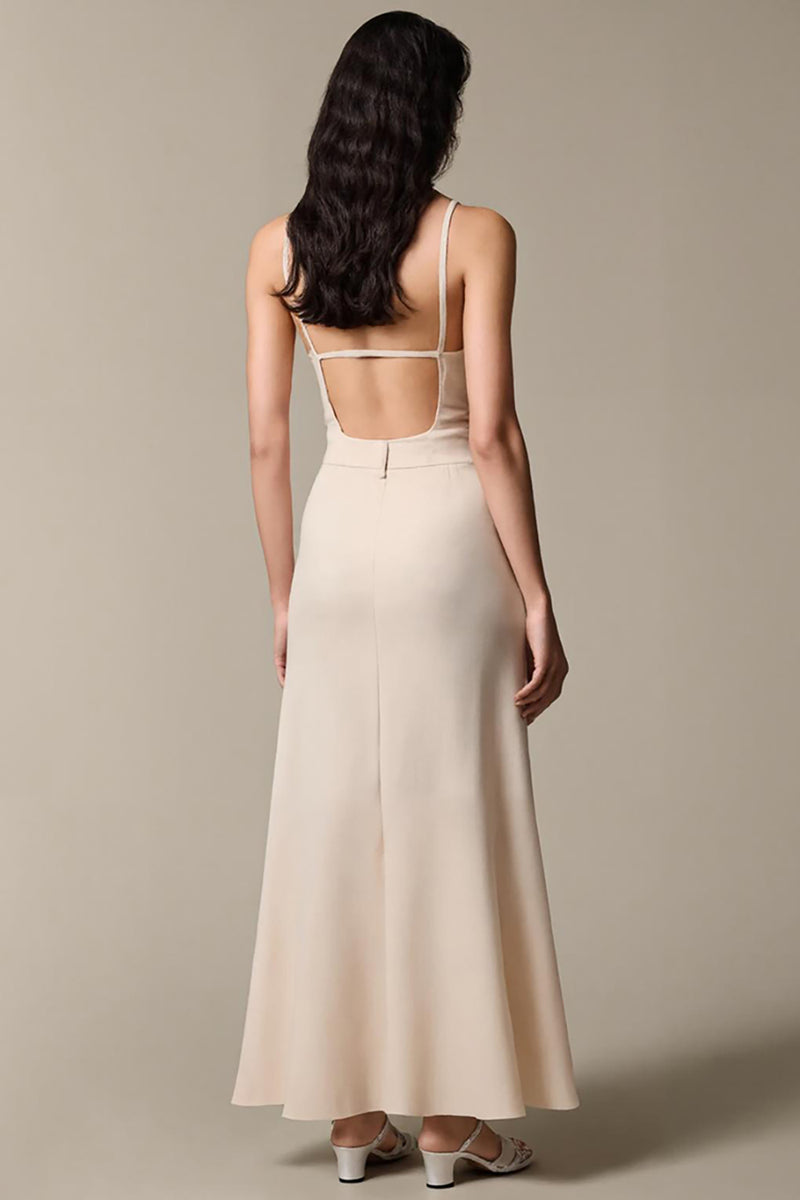 Load image into Gallery viewer, Apricot Simple Chiffon Sheath Spaghetti Straps Evening Dress