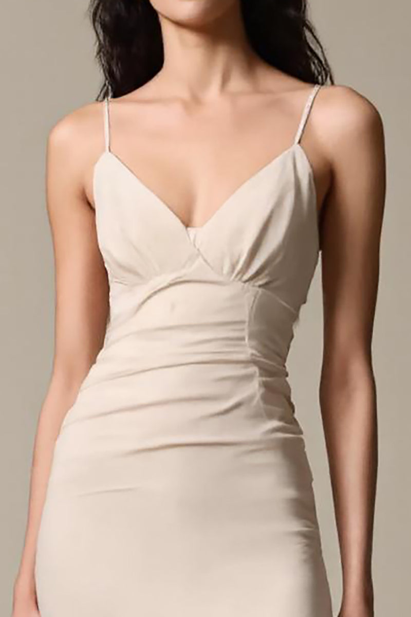 Load image into Gallery viewer, Apricot Simple Chiffon Sheath Spaghetti Straps Evening Dress