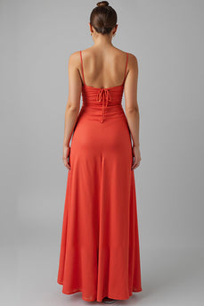 Watermelon A-Line Keyhole Long Wedding Guest Dress