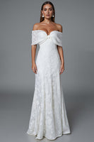 Load image into Gallery viewer, Ivory Mermaid Off The Shoulder Evening Dress With Lace