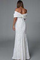 Load image into Gallery viewer, Ivory Mermaid Off The Shoulder Evening Dress With Lace