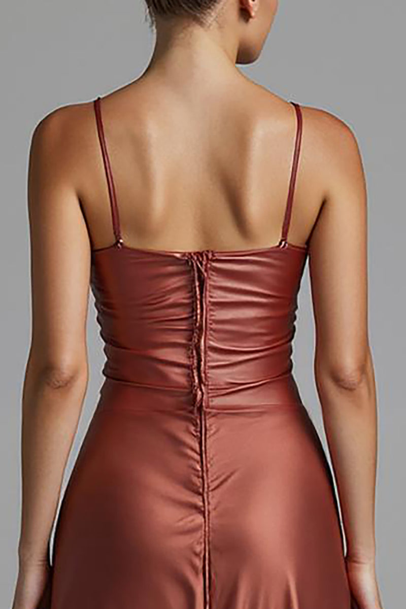 Load image into Gallery viewer, Cabernet Sheath High Low Ruffle Evening Dress